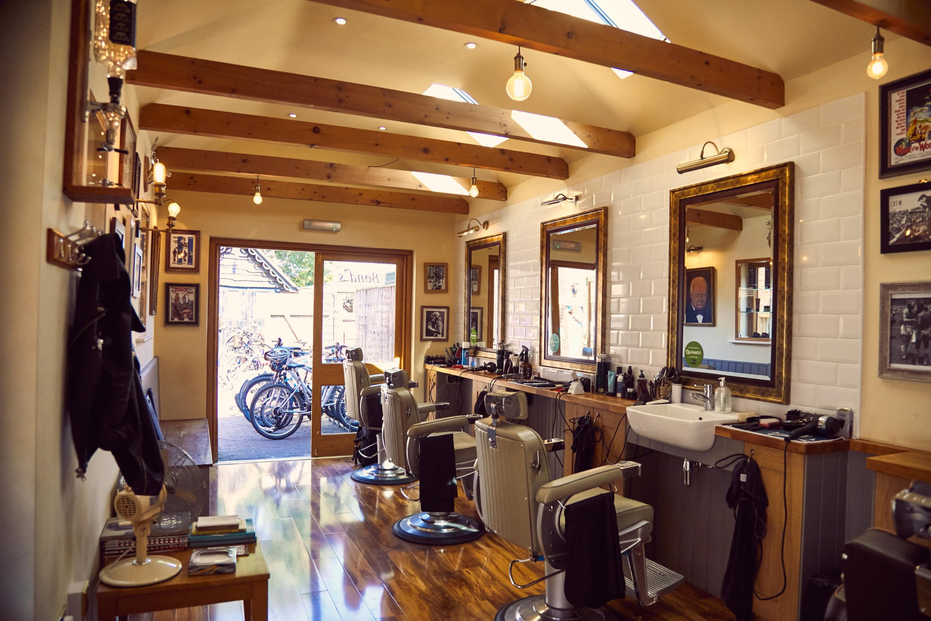 Bond's Barbershop Lymington - View of the barbershop - 3 chairs and waiting area