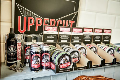 Bond's Barbershop Poole - Hair products on a shelf