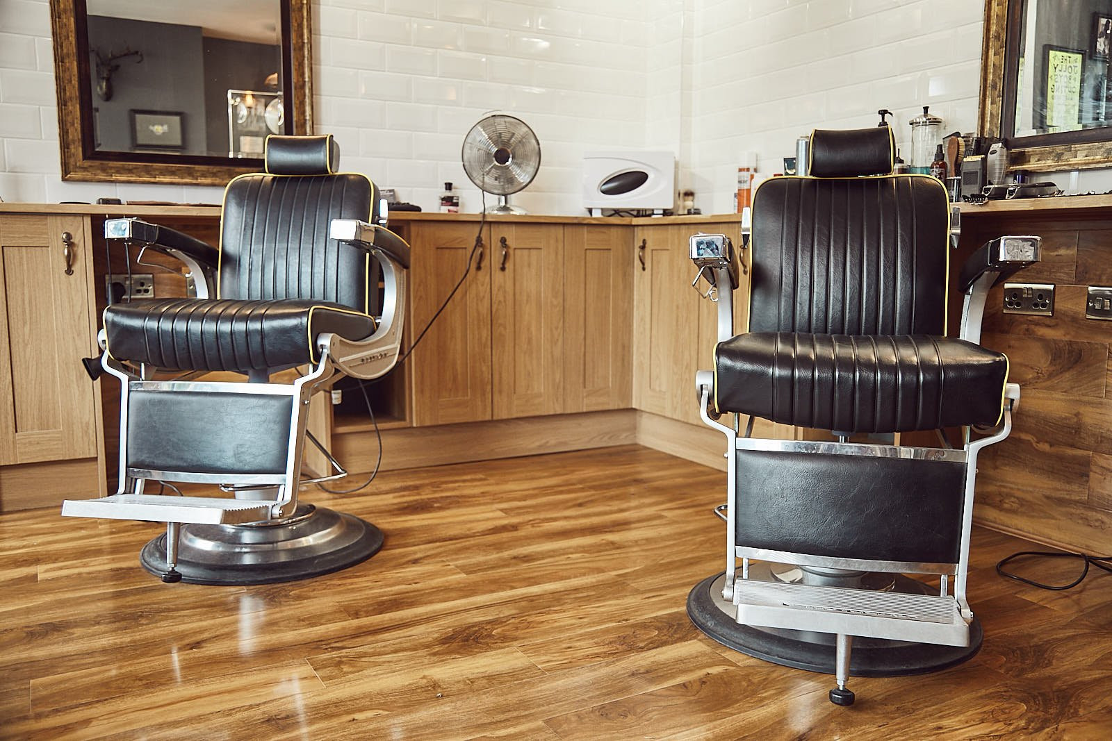 Bond's Barbershop Wareham - 2 barber chairs facing the camera